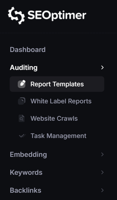 Report Templates menu item